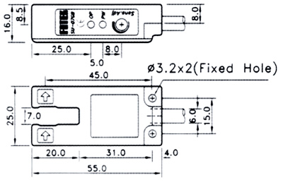 Рис.1. Чертеж датчика Fotek SU-07