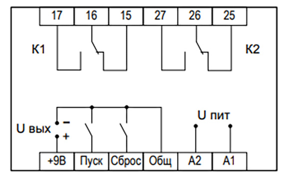 Рис.2. Схема внешних подключений реле ВЛ-159М-4